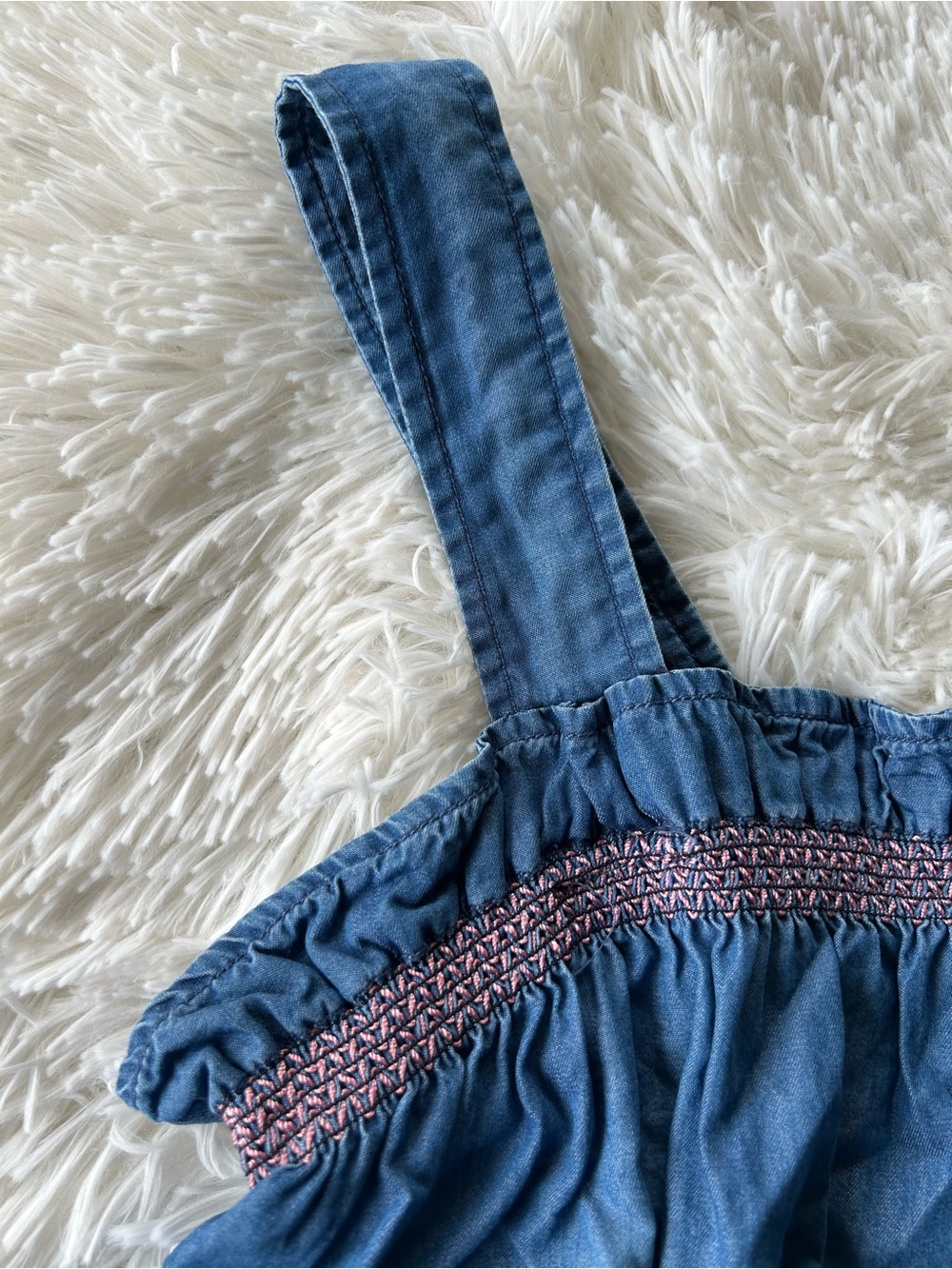 Pilcro | Chambray Smocked Square-Neck Tank - Picture 7 of 10